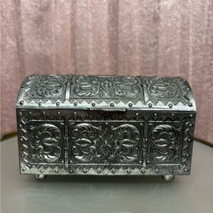 Ornate Silver tone Jewelry Box